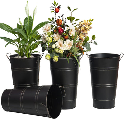 Pot De Fleurs En Fer Rétro Avec Poignées - Pot De Fleurs Décoratif En Métal Pour La Maison