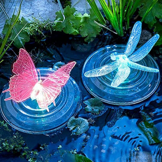 Décoration De Bassin À Énergie Solaire Papillon Et Libellule - Lumières Led Changeant De Couleur Pour Le Jardin Et Le Bassin