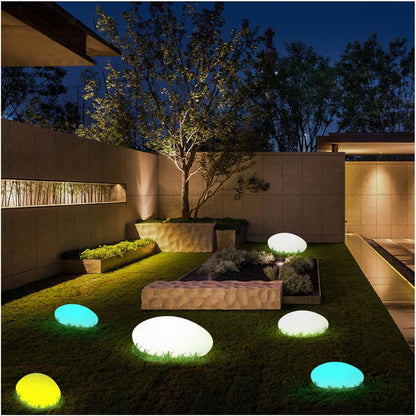 Pierres de Jardin Lumineuses avec Changement de Couleur - Lampes à Led Décoratives en Pierre pour L' Extérieur et le Jardin