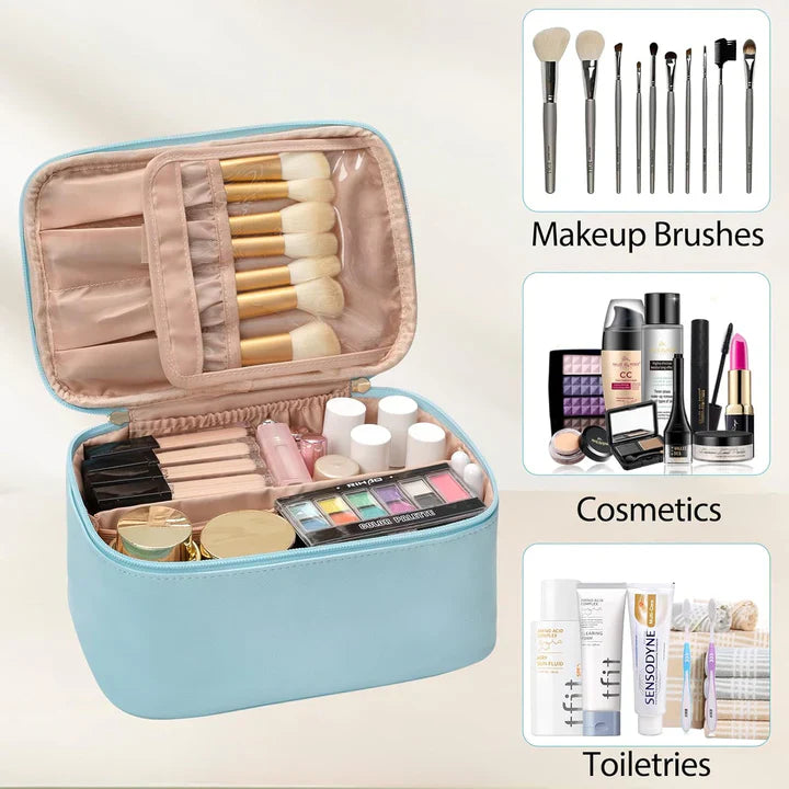 Organiseur de Maquillage Pratique pour les Voyages | avec Compartiments et Distributeurs