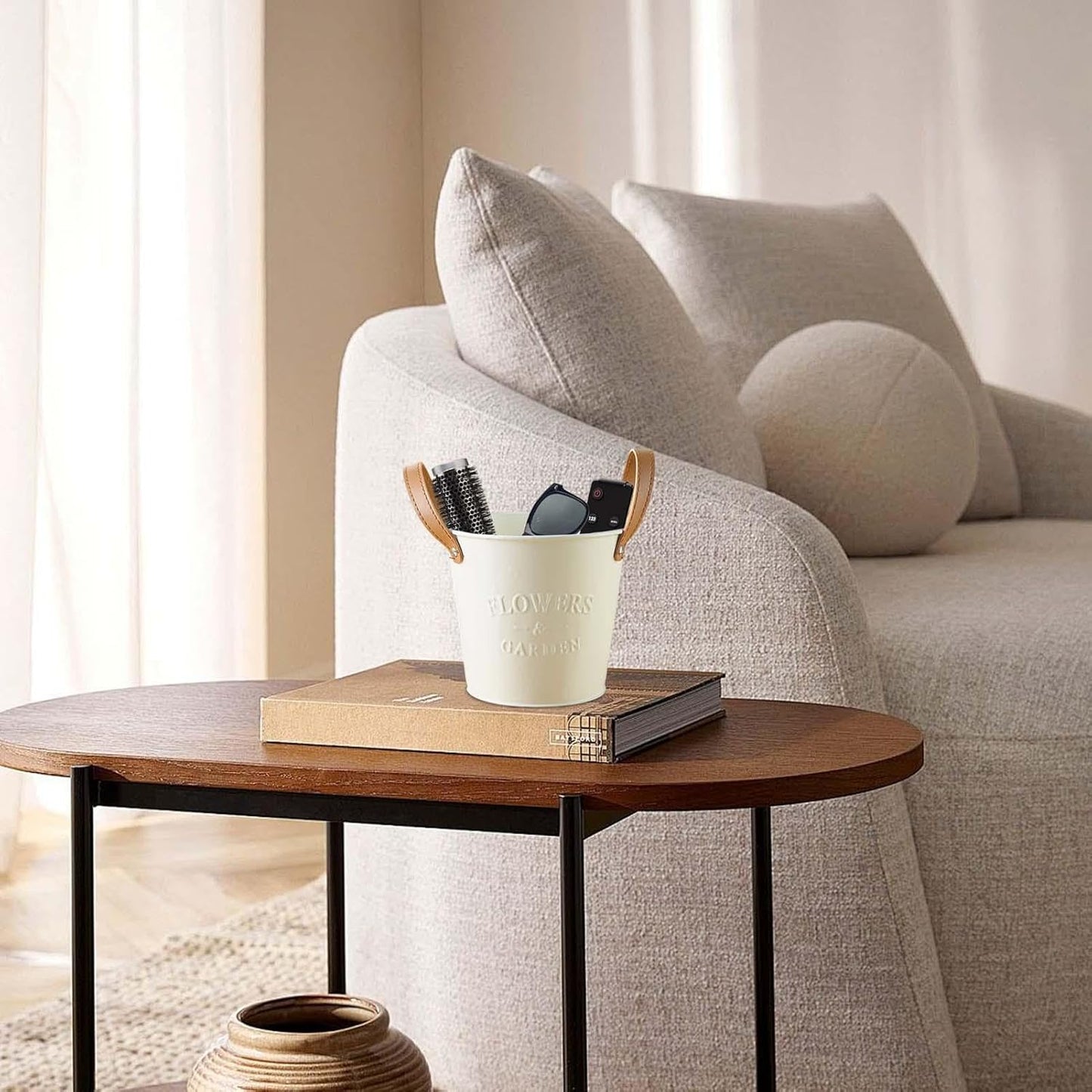 Pots De Plantes Décoratifs Avec Poignées En Cuir - Pots De Fleurs Pour La Maison Et Le Jardin