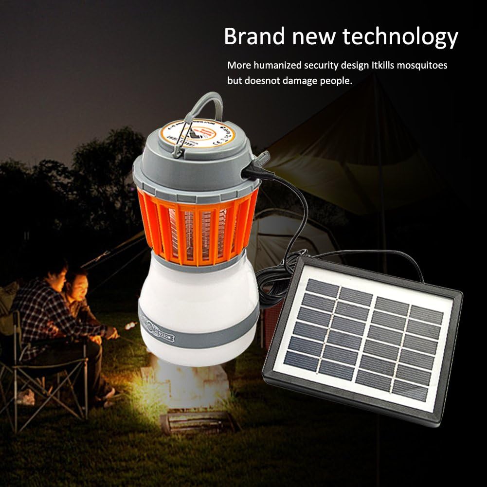 Lampe Solaire LED Anti-moustiques avec Lanterne Intégrée - Protection Efficace contre les Insectes et Éclairage pour le Jardin et le Camping