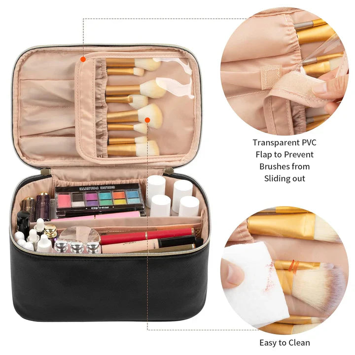 Organiseur de Maquillage Pratique pour les Voyages | avec Compartiments et Distributeurs