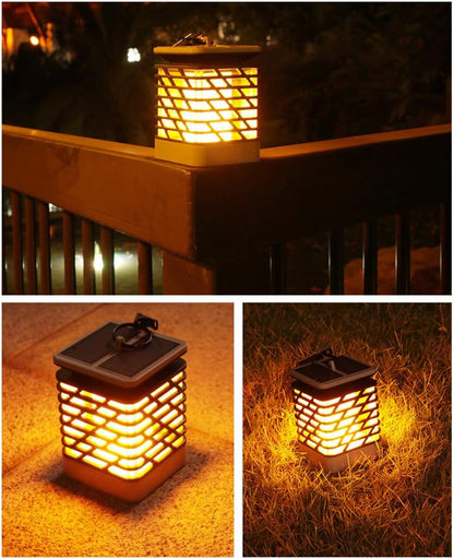 Lanterne de Jardin Solaire à Led avec Design de Rainures - Éclairage Extérieur Décoratif pour le Jardin