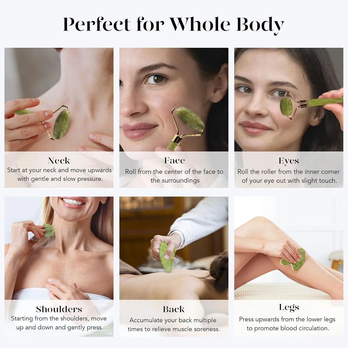 Instant Glow Gua Sha & Jade Roller Set | pour une Peau Éclatante et une Détente Naturelle