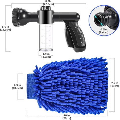 Pistolet de Lavage Auto Multifonctionnel - Pistolet Pulvérisateur avec Embout Microfibre pour un Nettoyage en Profondeur