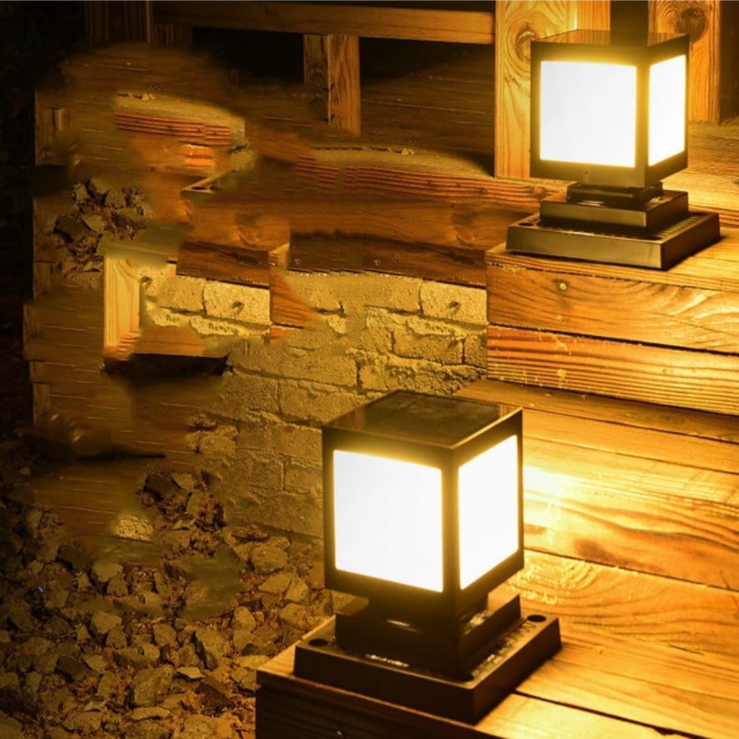 Lanterne Solaire de Jardin à Led au Design Carré - Éclairage Extérieur Décoratif pour les Allées et la Terrasse