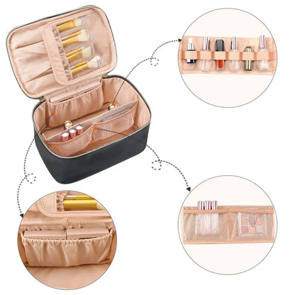 Organiseur de Maquillage Pratique pour les Voyages | avec Compartiments et Distributeurs