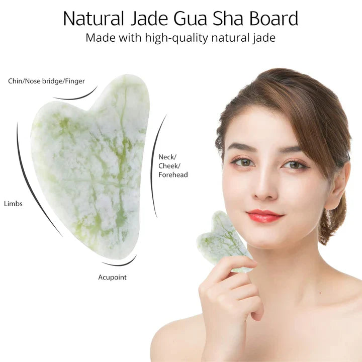Instant Glow Gua Sha & Jade Roller Set | pour une Peau Éclatante et une Détente Naturelle