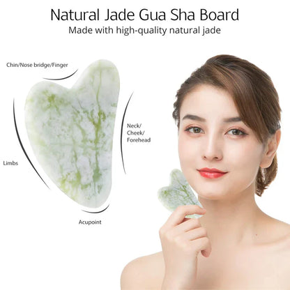 Instant Glow Gua Sha & Jade Roller Set | pour une Peau Éclatante et une Détente Naturelle