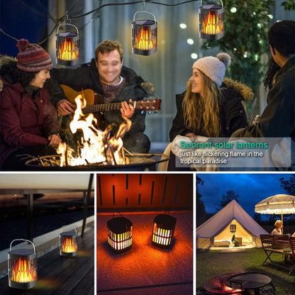 Lanterne Solaire à Flammes LED - Éclairage Extérieur Décoratif pour Jardin et Terrasse avec Possibilité de Suspension