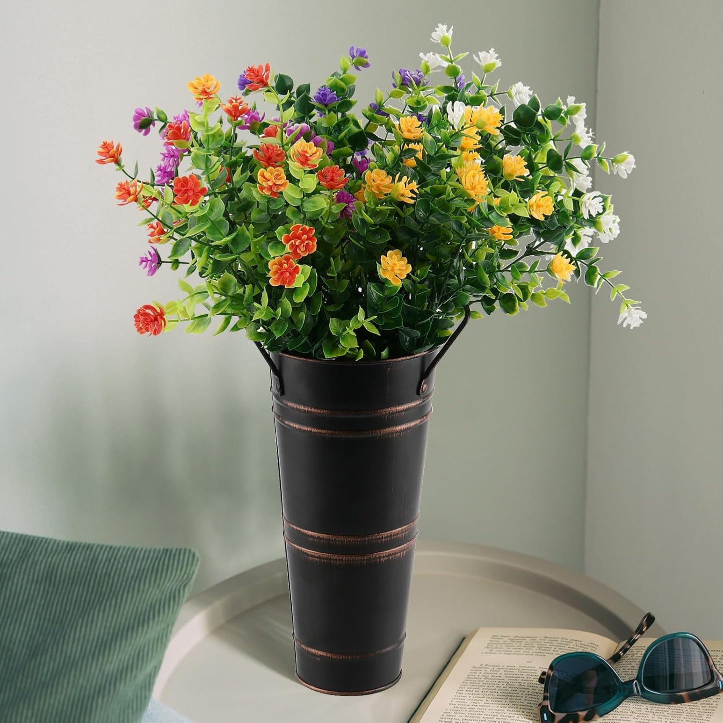 Pot De Fleurs En Fer Rétro Avec Poignées - Pot De Fleurs Décoratif En Métal Pour La Maison