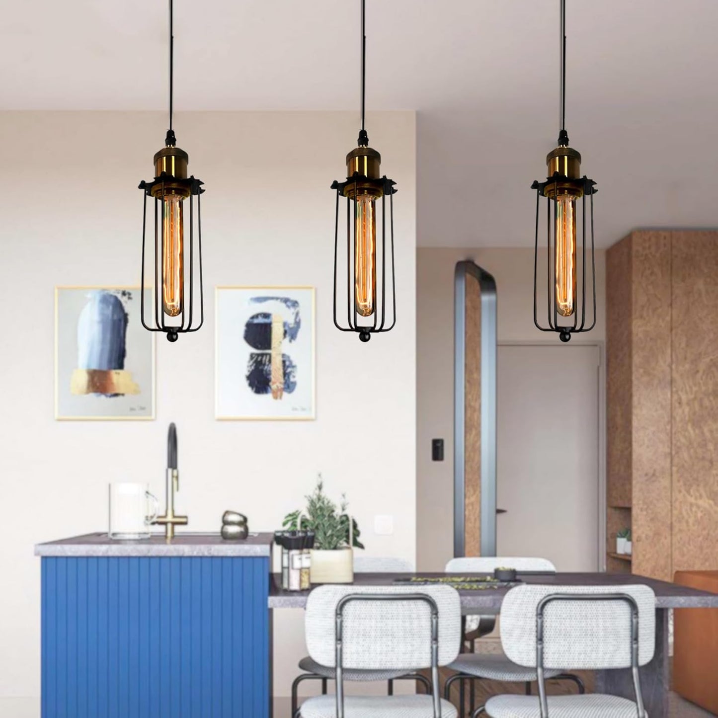 Lampe Suspendue Industrielle au Design Rétro - Lampe Suspendue Vintage avec Grille Métallique