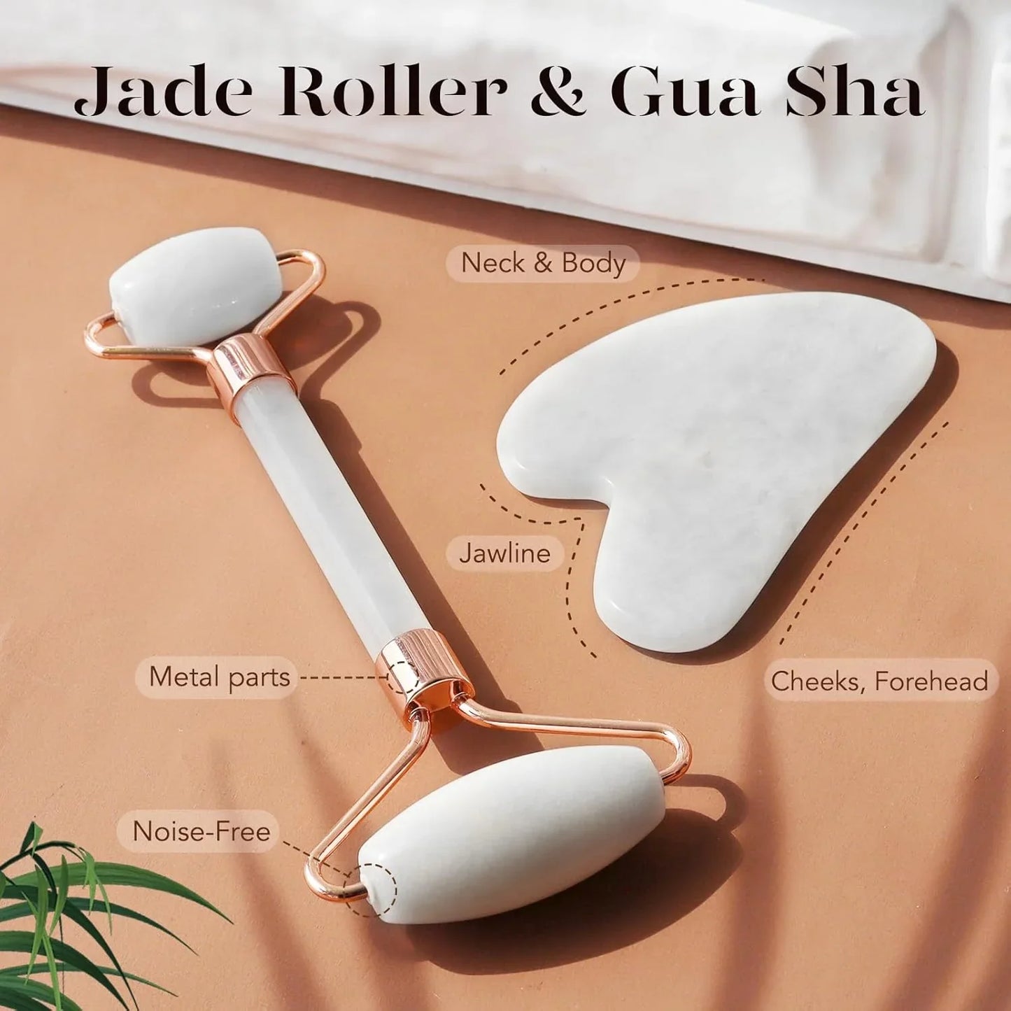 Instant Glow Gua Sha & Jade Roller Set | pour une Peau Éclatante et une Détente Naturelle