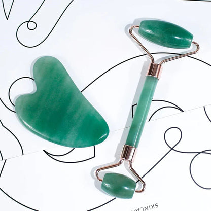 Instant Glow Gua Sha & Jade Roller Set | pour une Peau Éclatante et une Détente Naturelle