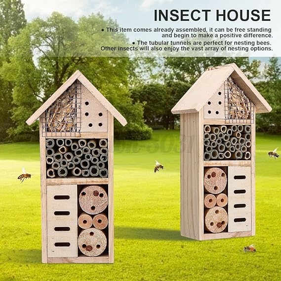 Maison en Bois pour les Insectes - Habitat Favorable aux Abeilles et aux Insectes pour le Jardin et la Terrasse