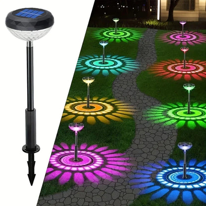 Lampe Solaire de Jardin avec Changement de Couleur - Eclairage de Jardin à Led pour L' Extérieur avec Motif de Fleurs