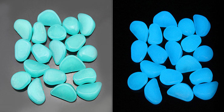 Pierres Lumineuses pour le Jardin & la Décoration - Galets Phosphorescents de Différentes Couleurs
