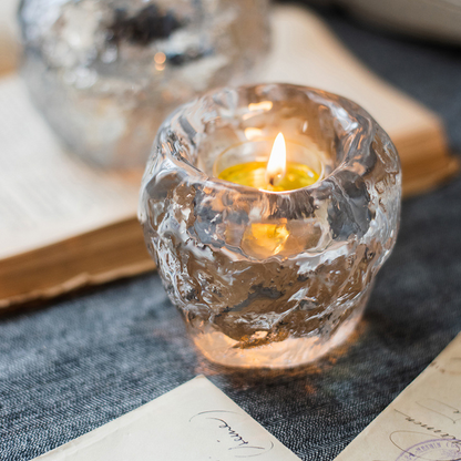 Porte-bougies à Réchaud en Verre - Porte-bougies Décoratif en Verre Transparent pour un Éclairage Confortable