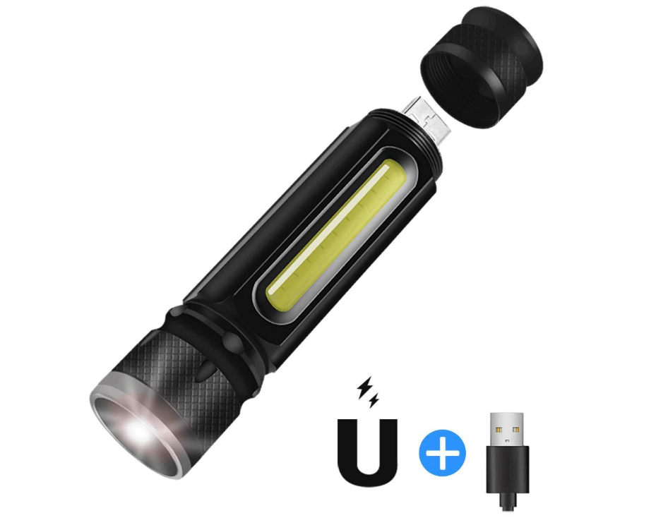 Lampe De Poche Magnétique Rechargeable USB - Lampe De Secours À LED Avec Aimant Et Sangle