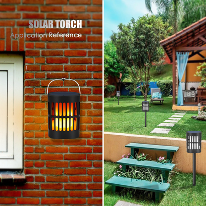 Lanterne Solaire à Flammes LED - Éclairage Extérieur Décoratif pour Jardin et Terrasse avec Possibilité de Suspension