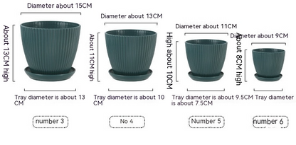 Pot De Fleurs Avec Structure Rainurée Et Soucoupe - Pot En Plastique Solide Pour Les Plantes