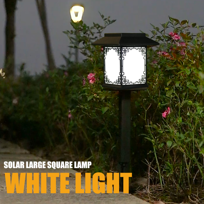 Lampe Solaire à LED pour le Jardin - Grande Lampe Carrée à Lumière Chaude et Double Usage