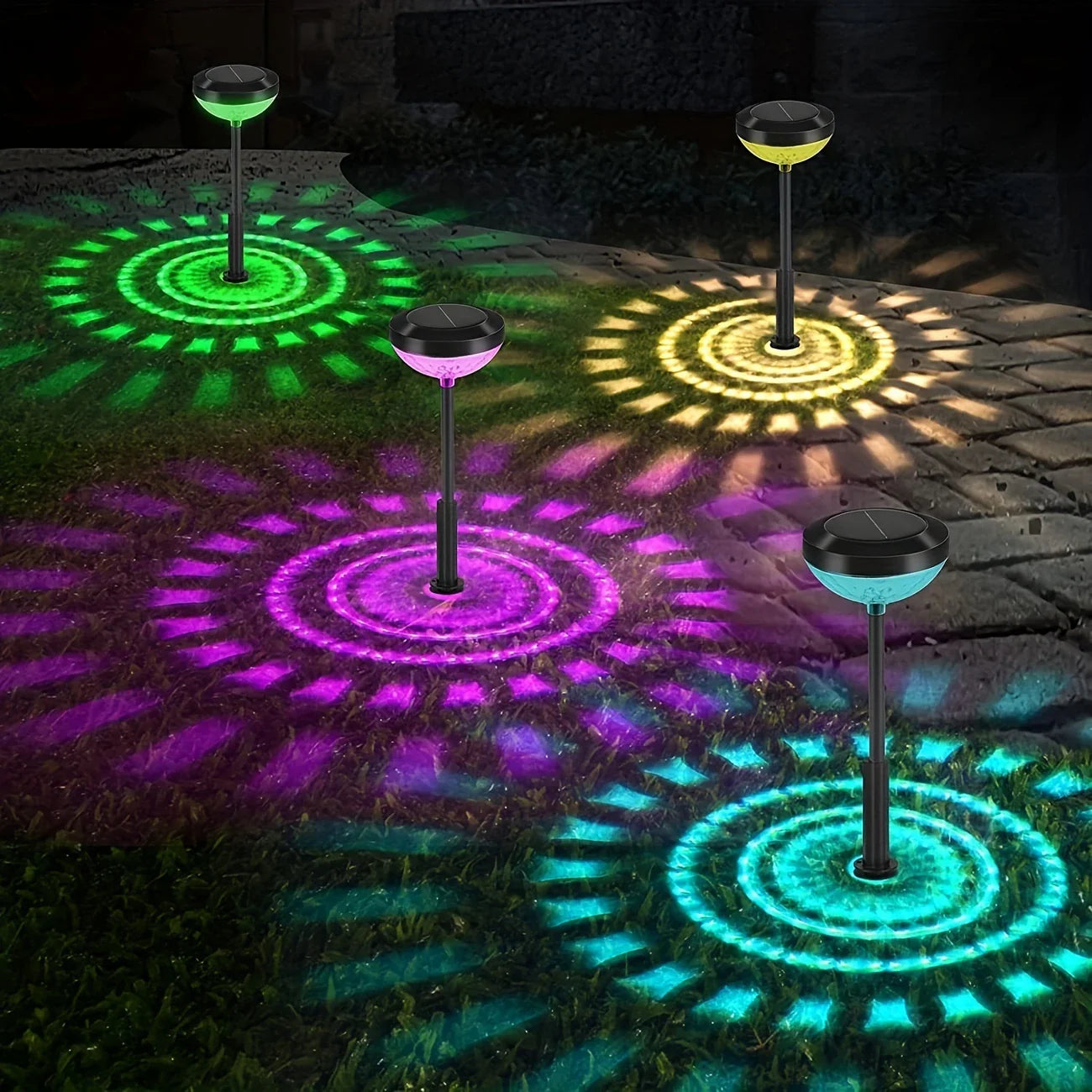 Lampe Solaire de Jardin avec Changement de Couleur - Eclairage de Jardin à Led pour L' Extérieur avec Motif de Fleurs