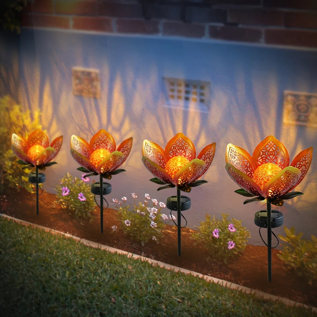 Lampe Solaire de Jardin Fleur de Lotus - Éclairage Extérieur Décoratif à Led pour le Jardin et la Cour