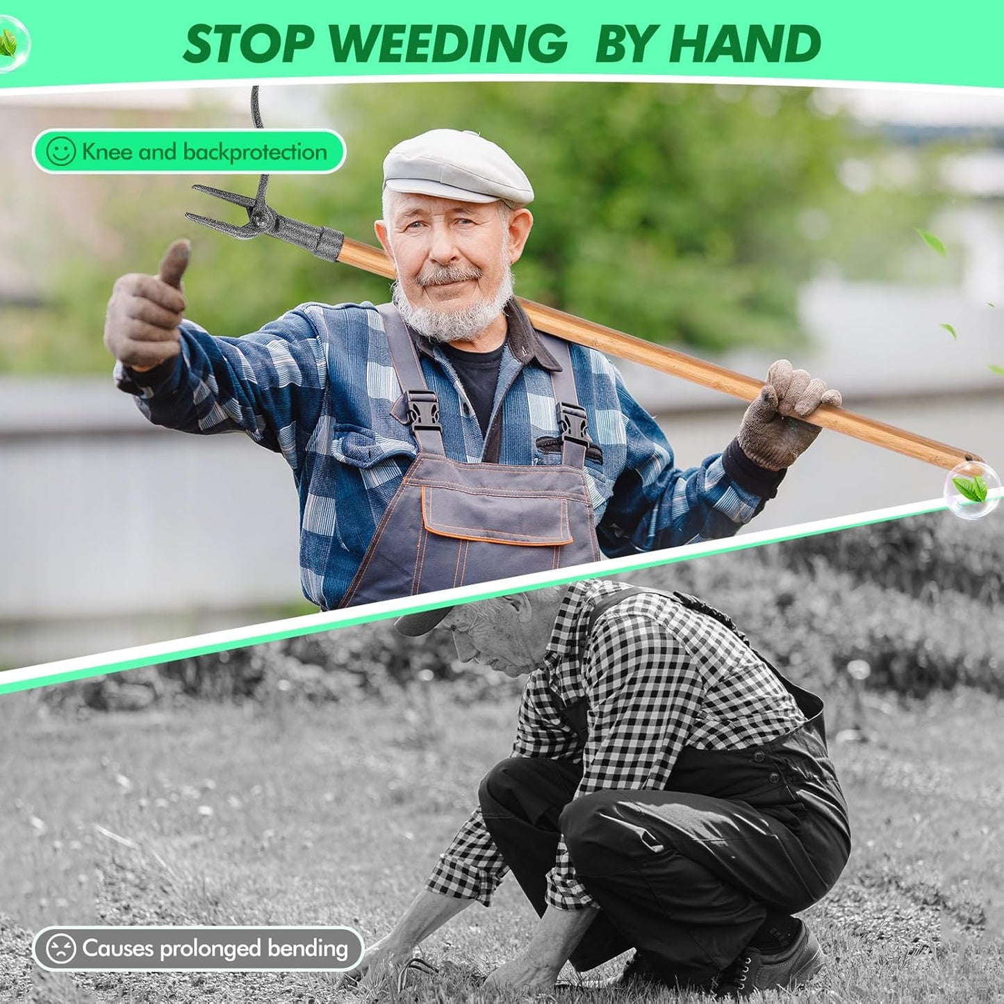 Désherbeur à Tête à 4 Griffes - Outil de Jardinage Efficace en Fer pour L' Élimination des Racines