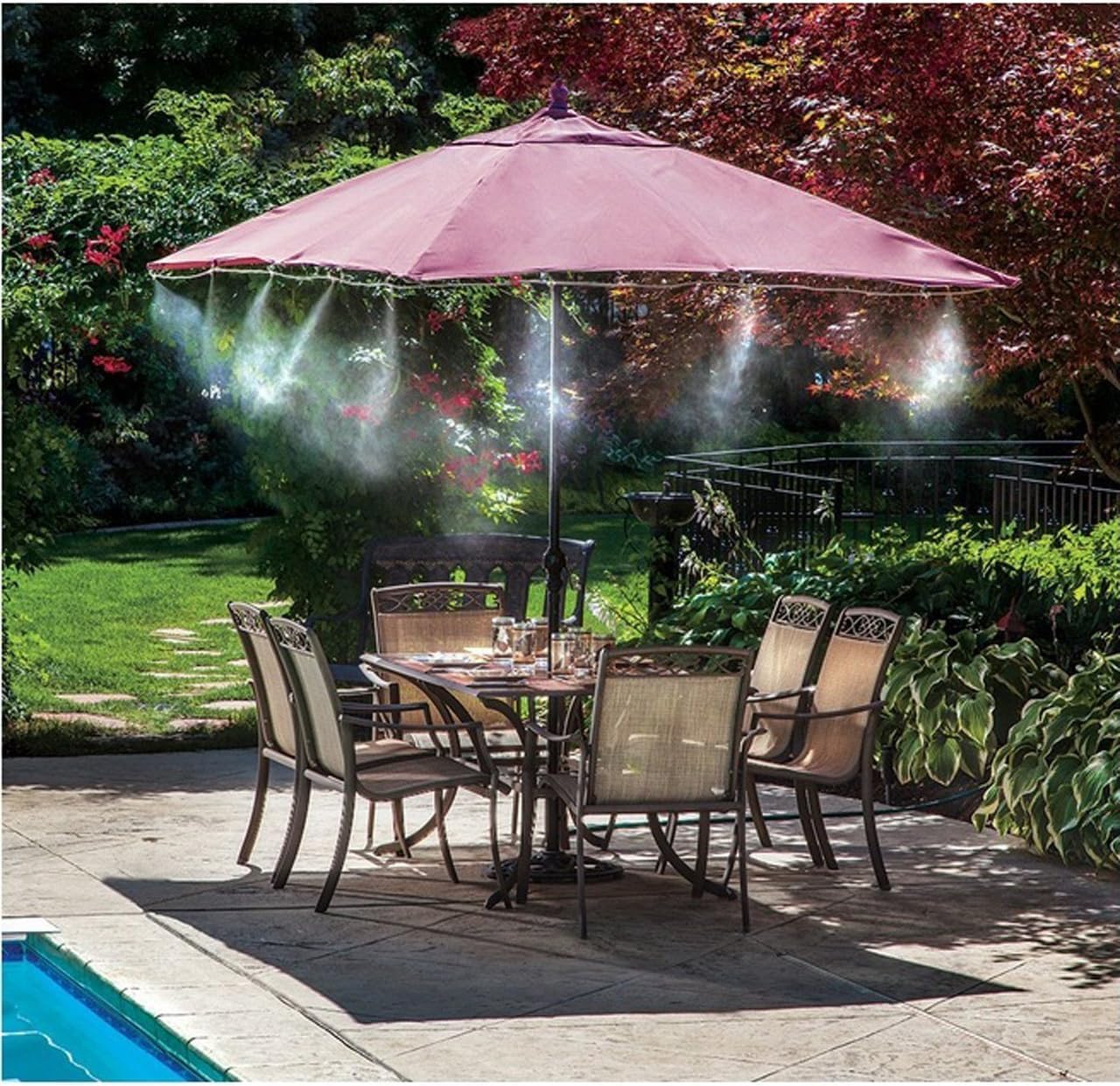 Misting System Pour La Terrasse Et Le Jardin - Kit De Pulvérisation Rafraîchissant Pour Parasol Et Kiosque