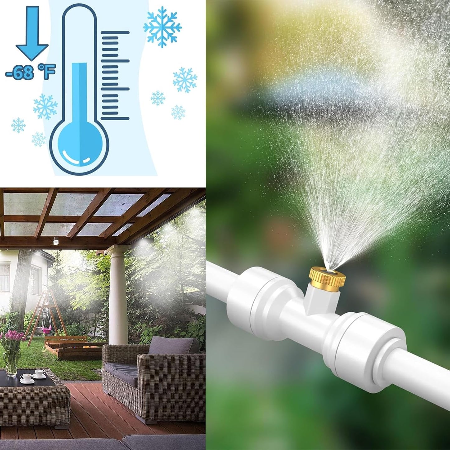 Misting System Pour La Terrasse Et Le Jardin - Kit De Pulvérisation Rafraîchissant Pour Parasol Et Kiosque