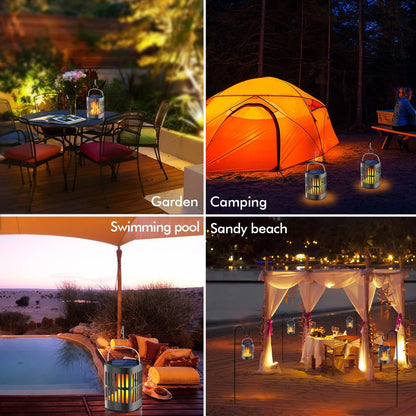 Lanterne Solaire à Flammes LED - Éclairage Extérieur Décoratif pour Jardin et Terrasse avec Possibilité de Suspension