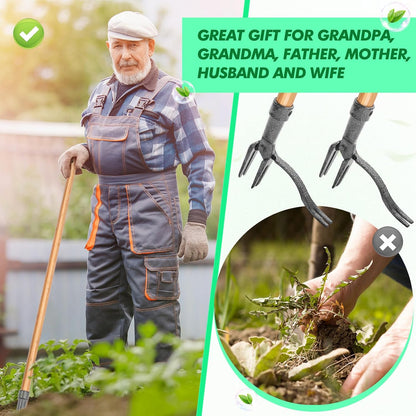 Désherbeur à Tête à 4 Griffes - Outil de Jardinage Efficace en Fer pour L' Élimination des Racines