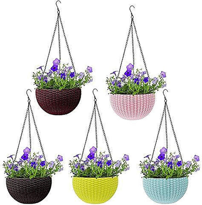 Panier Suspendu Tressé pour Plantes avec Chaîne - Idéal pour le Balcon et le Jardin