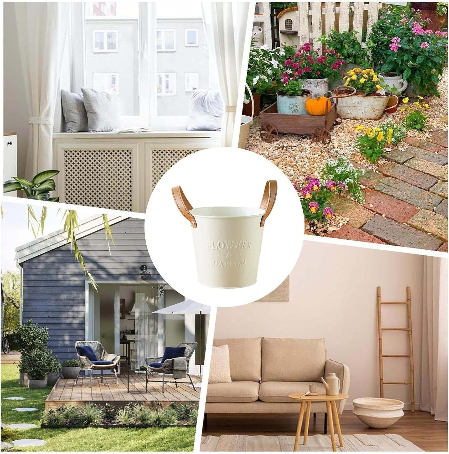 Pots De Plantes Décoratifs Avec Poignées En Cuir - Pots De Fleurs Pour La Maison Et Le Jardin