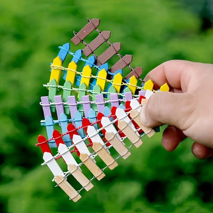 Clôture de Jardin Miniature en Bois - Décoration Colorée pour le Jardin des Fées et le Modélisme