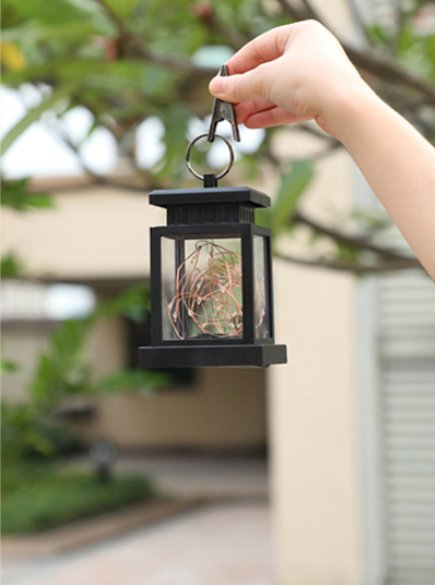 Lanterne Solaire à Led avec Fil Lumineux et Clip de Suspension - Eclairage de Jardin Étanche pour Terrasse et Balcon