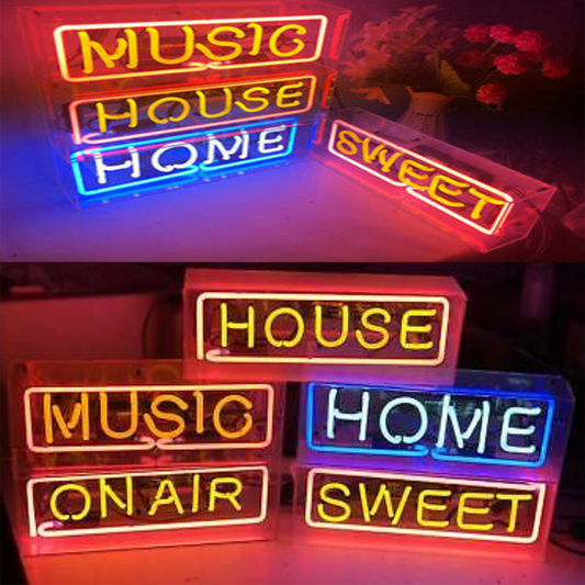 Bouclier Néon En Verre Acrylique - Boîte À Lumière LED Pour Le Salon Et La Chambre À Coucher , Lampe De Table Décorative