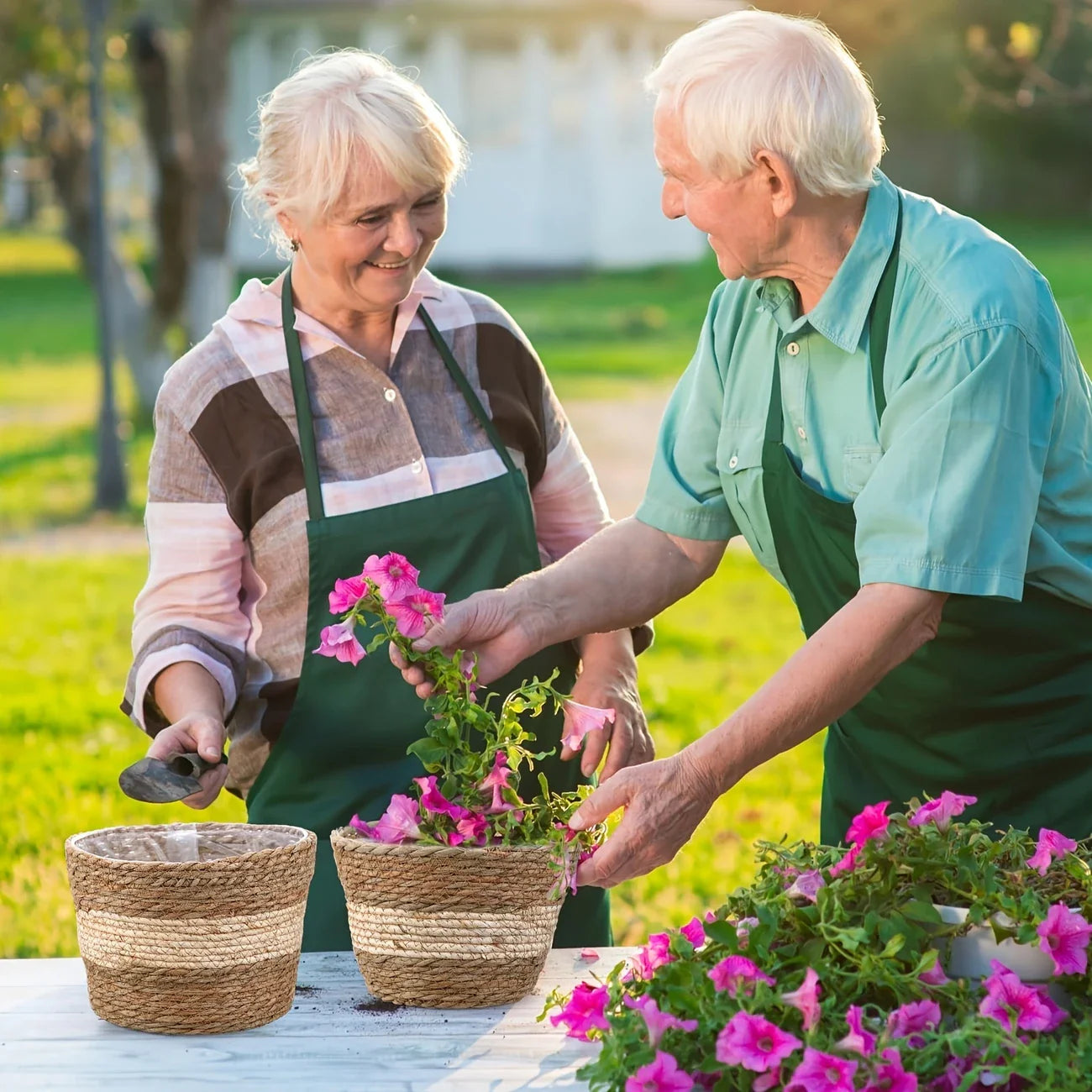 Par Lot De 3 Paniers À Plantes Décoratifs En Jonc De Mer - Pots De Fleurs Tressés À La Main Avec Insert En Film Plastique