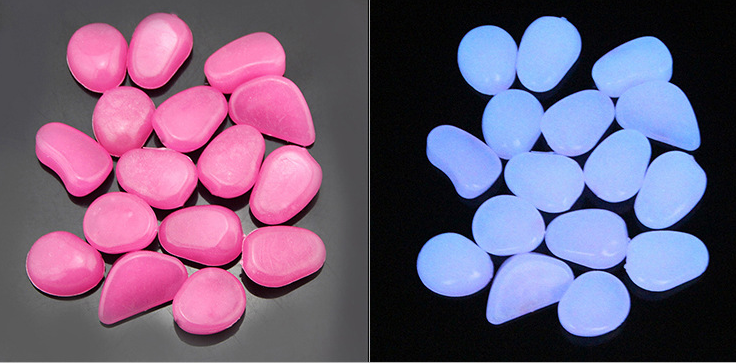 Pierres Lumineuses pour le Jardin & la Décoration - Galets Phosphorescents de Différentes Couleurs