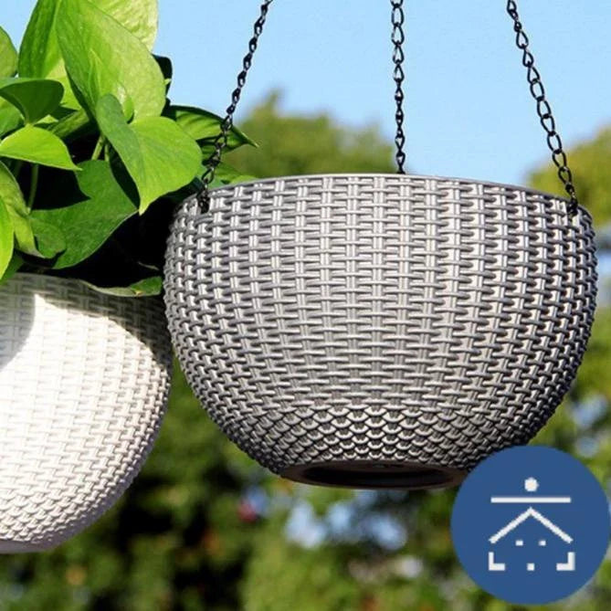Panier Suspendu Tressé pour Plantes avec Chaîne - Idéal pour le Balcon et le Jardin