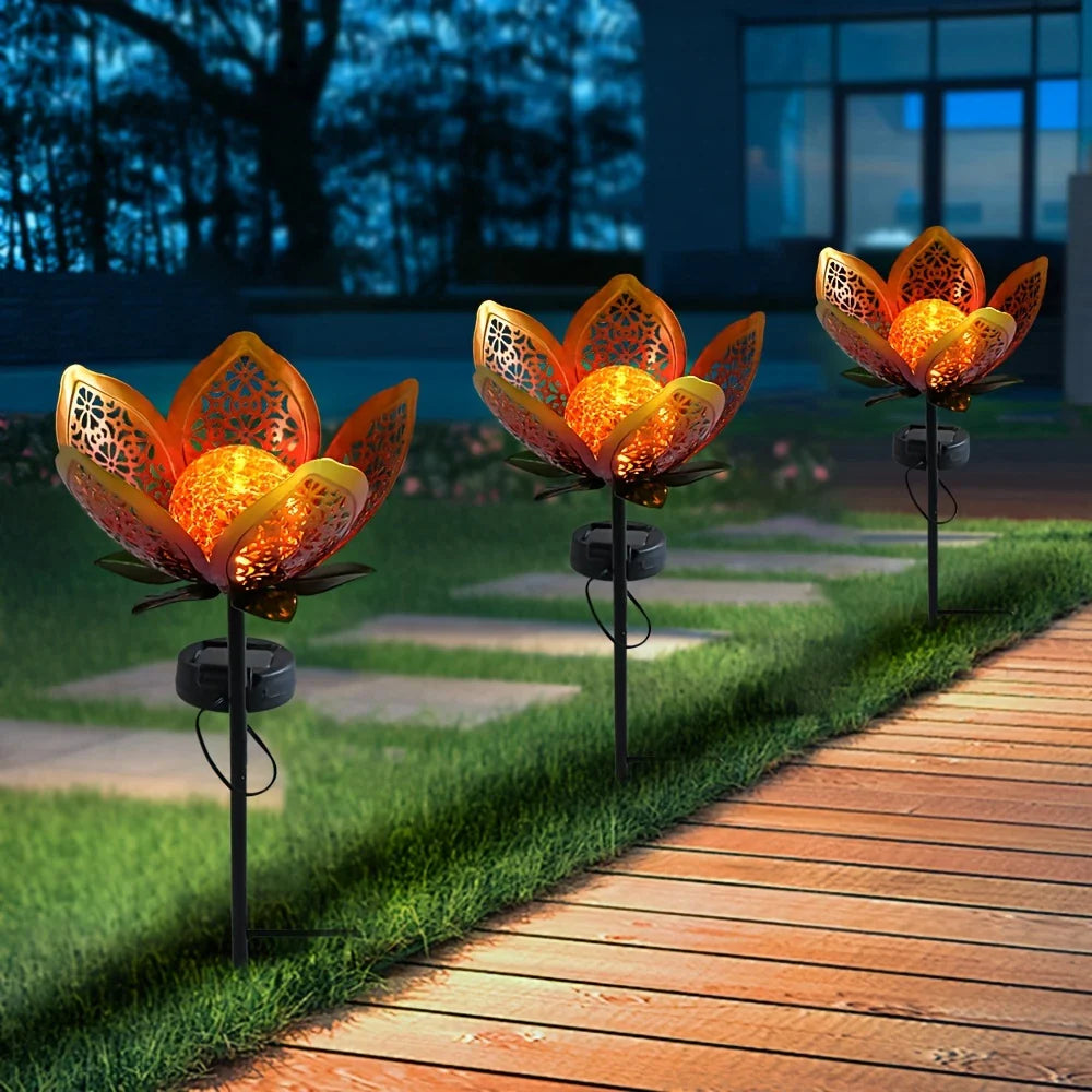 Lampe Solaire de Jardin Fleur de Lotus - Éclairage Extérieur Décoratif à Led pour le Jardin et la Cour