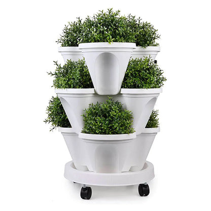 Pots de Plantes Empilables Peu Encombrants - Système de Plantation Vertical sur Roulettes