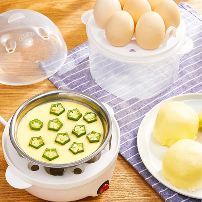 Cuiseur D' Œufs Électrique & Cuiseur Vapeur - Appareil Multifonction Compact pour des Œufs Parfaits et des Aliments Cuits à la Vapeur