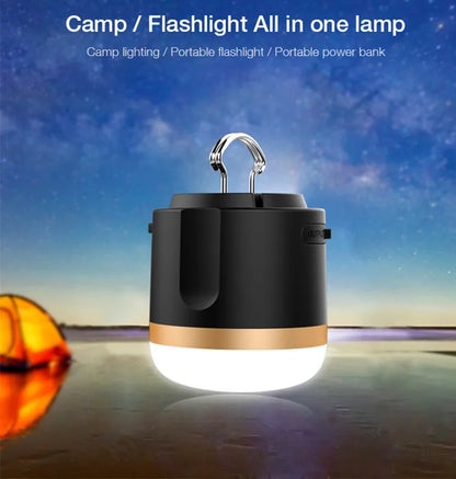 Lampe de Camping LED Portable avec Powerbank - Rechargeable , Connexion Usb , pour L' Extérieur et les Urgences