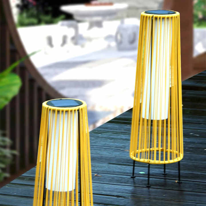 Lanterne Solaire LED en Rotin - Grand Éclairage Extérieur en Forme D' Ovale pour le Jardin et la Terrasse