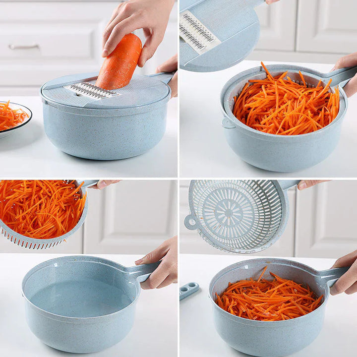 Râpe à Légumes Multifonctionnelle avec Tamis - Râpe de Cuisine 3 en 1 pour les Légumes et les Fruits | Ustensile de Cuisine Pratique avec Bac de Récupération