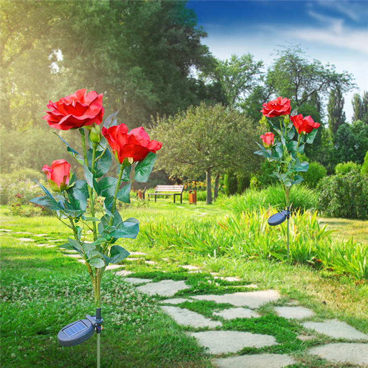 Lampes À Roses À Énergie Solaire - Fiches De Jardin Avec Panneau Solaire Pour Éclairage Décoratif