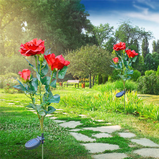 Lampes À Roses À Énergie Solaire - Fiches De Jardin Avec Panneau Solaire Pour Éclairage Décoratif